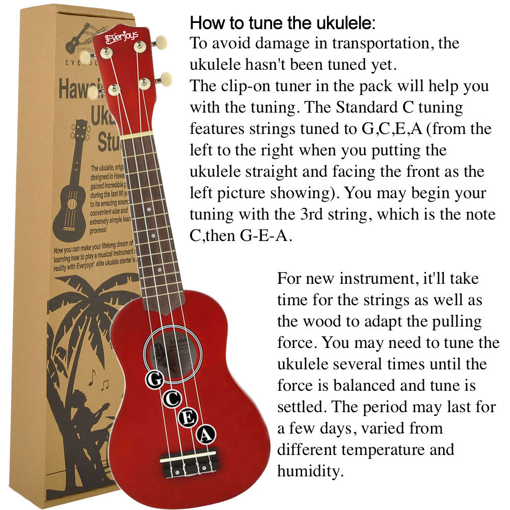 Soprano Ukulele Beginner Pack-21 Inch w/ Gig Bag Songbook Digital Tuner