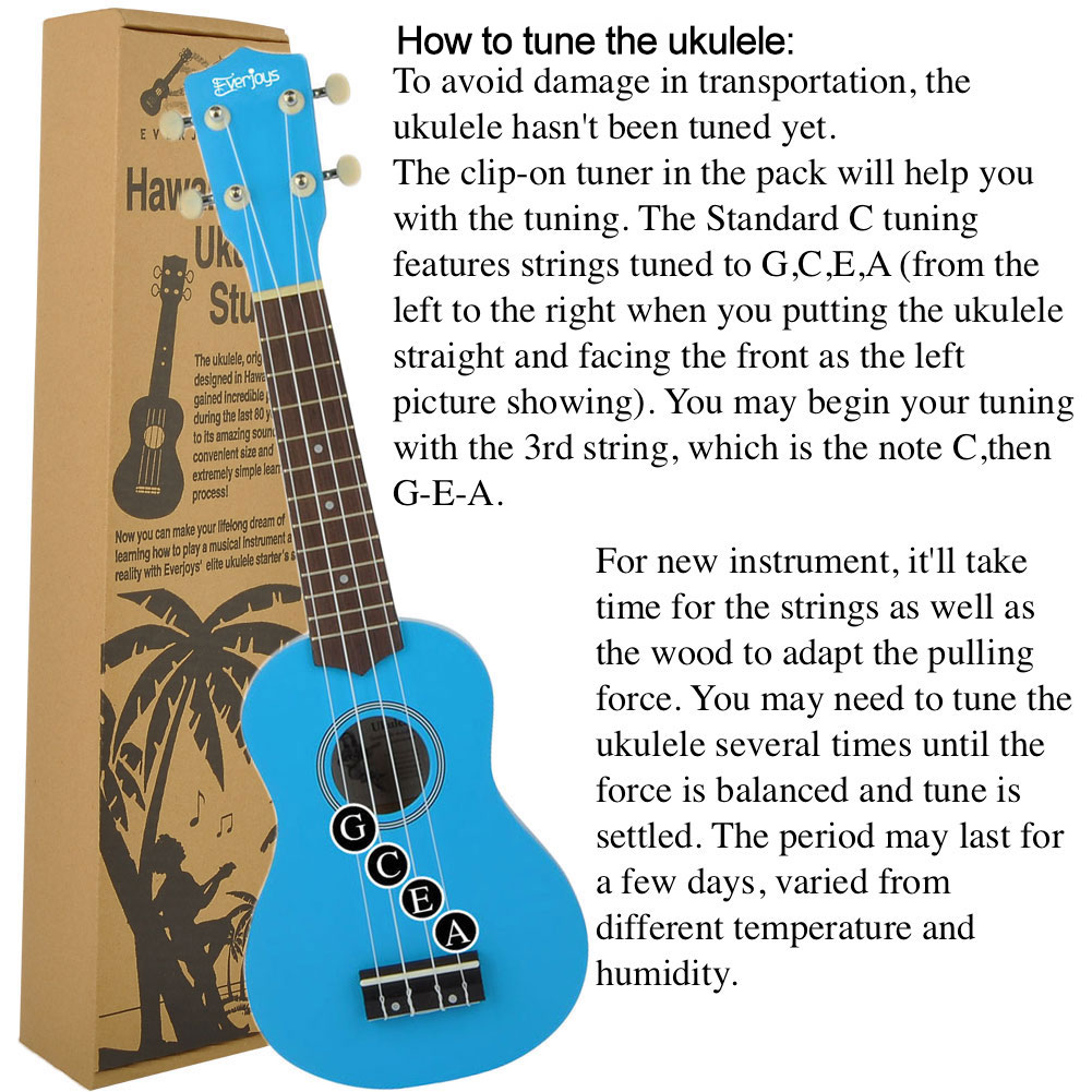 Soprano Ukulele Beginner Pack-21 Inch w/ Gig Bag Songbook Digital Tuner