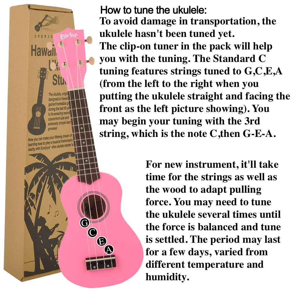 Soprano Ukulele Beginner Pack-21 Inch w/ Gig Bag Songbook Digital Tuner