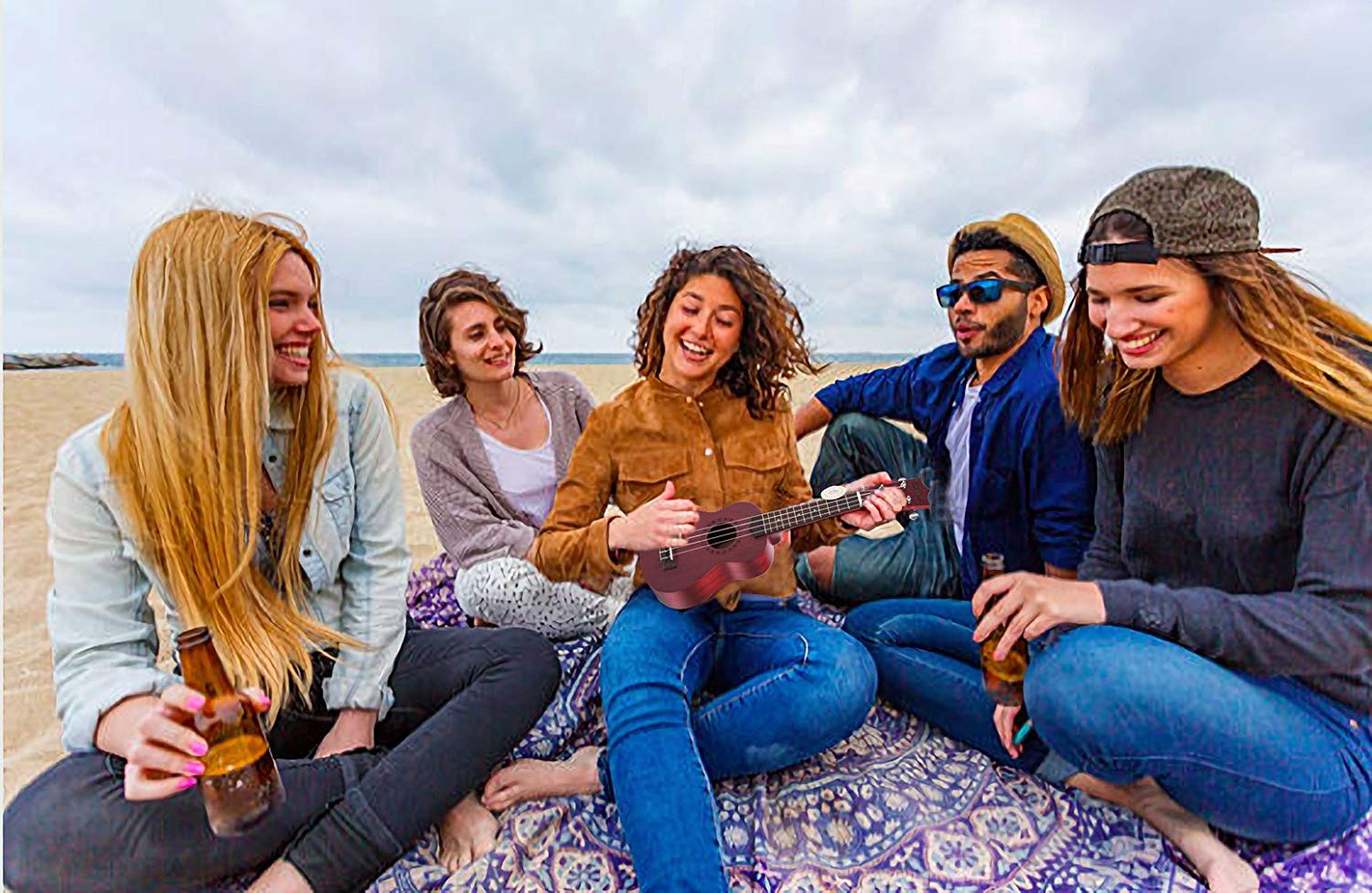 Mahogany Soprano Ukulele Kit - Professional 21 inch w/Case Strap Tuner Aquila Strings EVUKP02