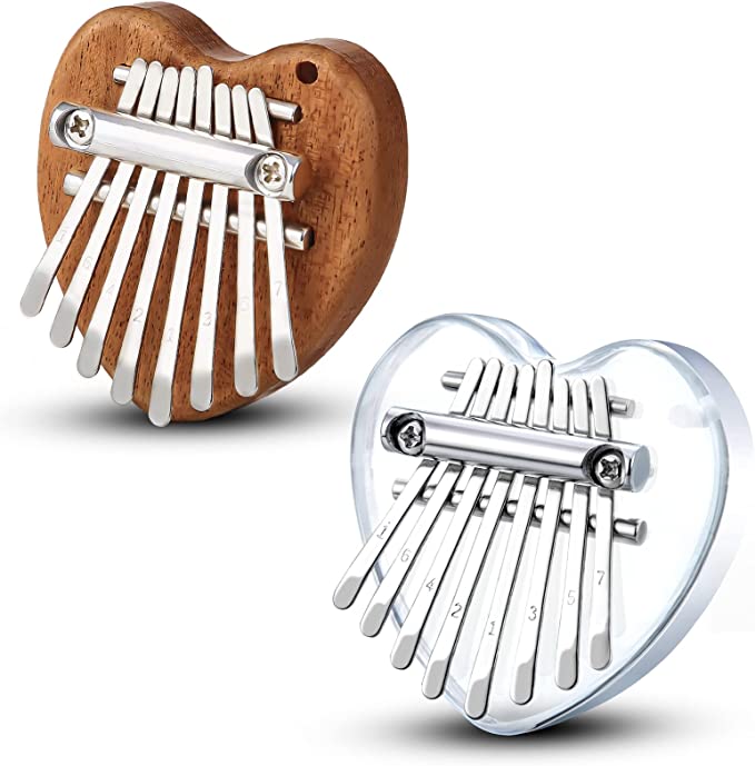 2 Pack Mini Kalimba Thumb Piano 8 Keys (Heart)
