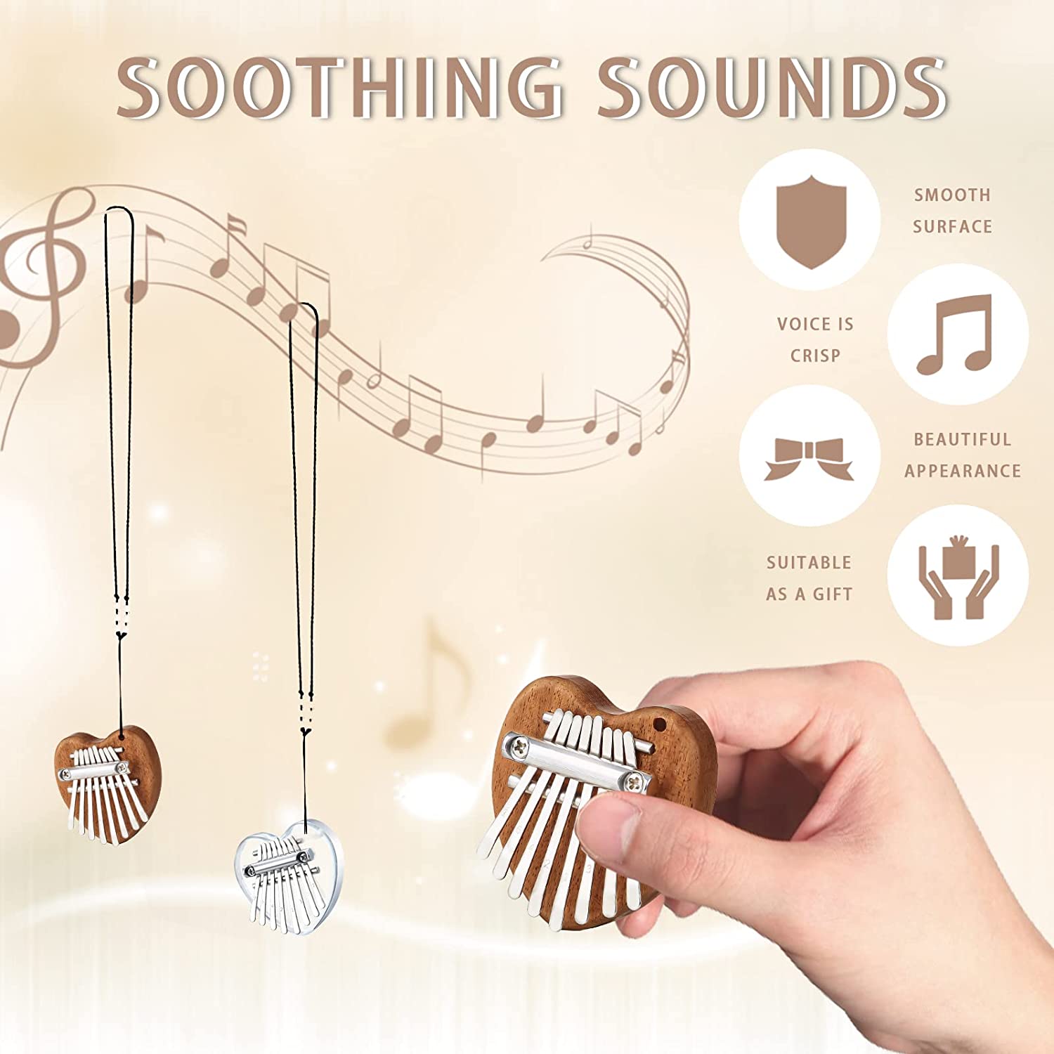 2 Pack Mini Kalimba Thumb Piano 8 Keys (Heart)