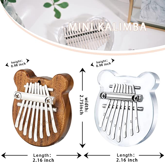 2 Pack Mini Kalimba Thumb Piano 8 Keys (Bear)