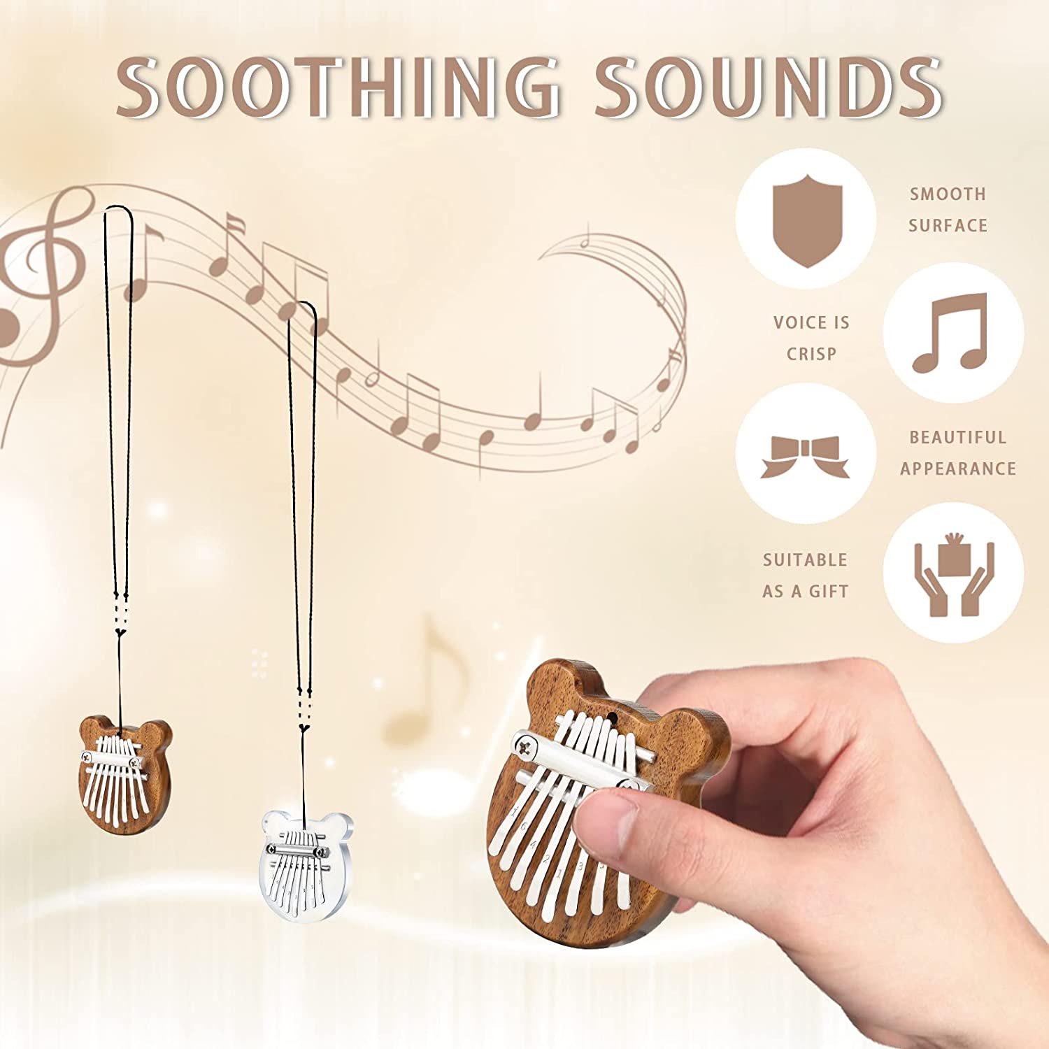 2 Pack Mini Kalimba Thumb Piano 8 Keys (Bear)