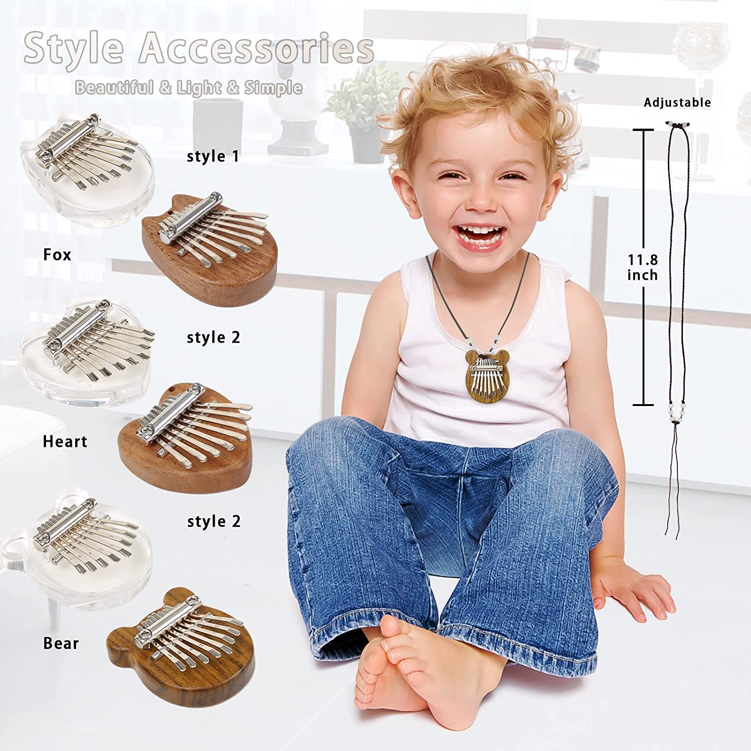 2 Pack Mini Kalimba Thumb Piano 8 Keys (Bear)