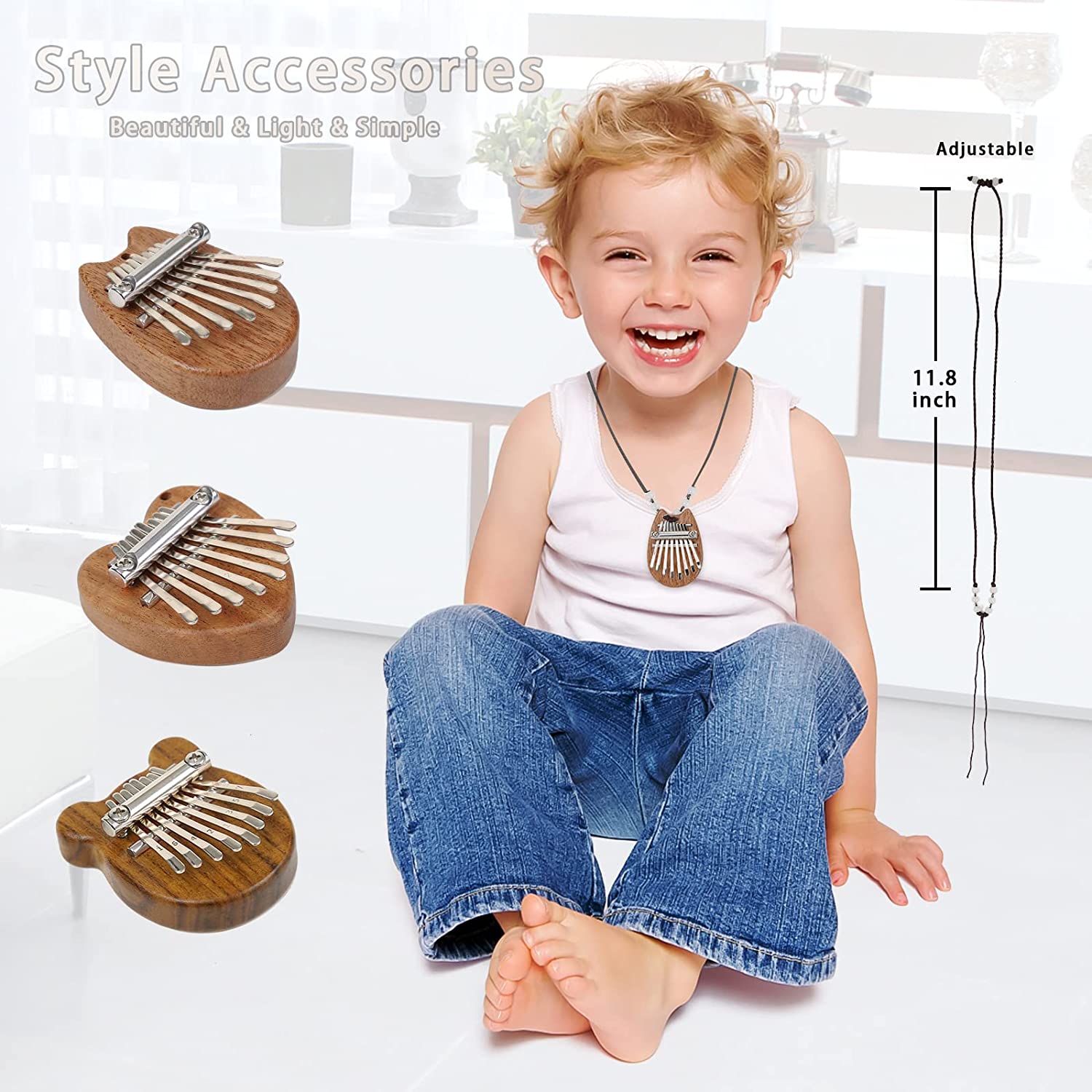 3 Pack Mini Kalimba Thumb Piano 8 Keys (Wooden)