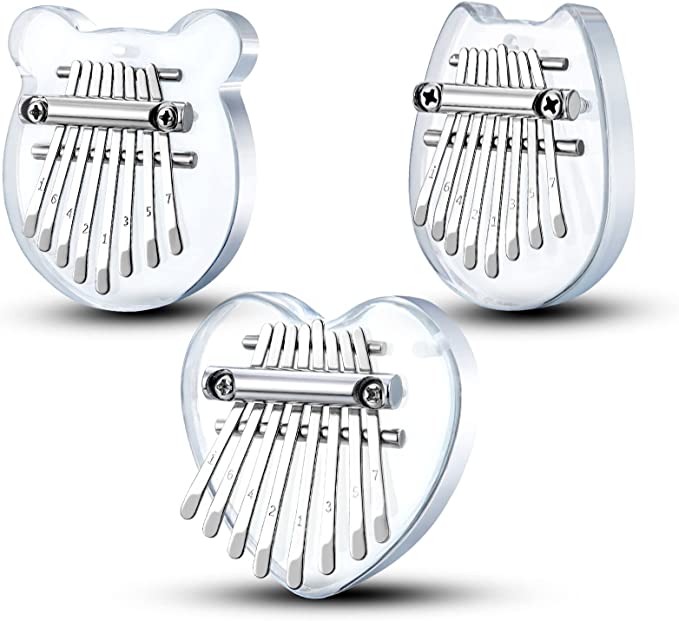 3 Pack Mini Kalimba Thumb Piano 8 Keys (Acrylic)