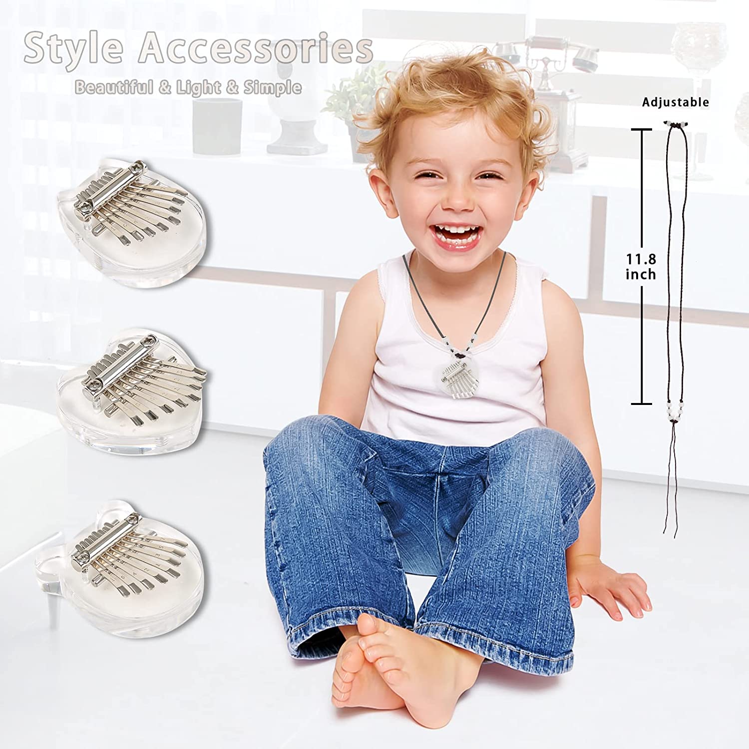 3 Pack Mini Kalimba Thumb Piano 8 Keys (Acrylic)