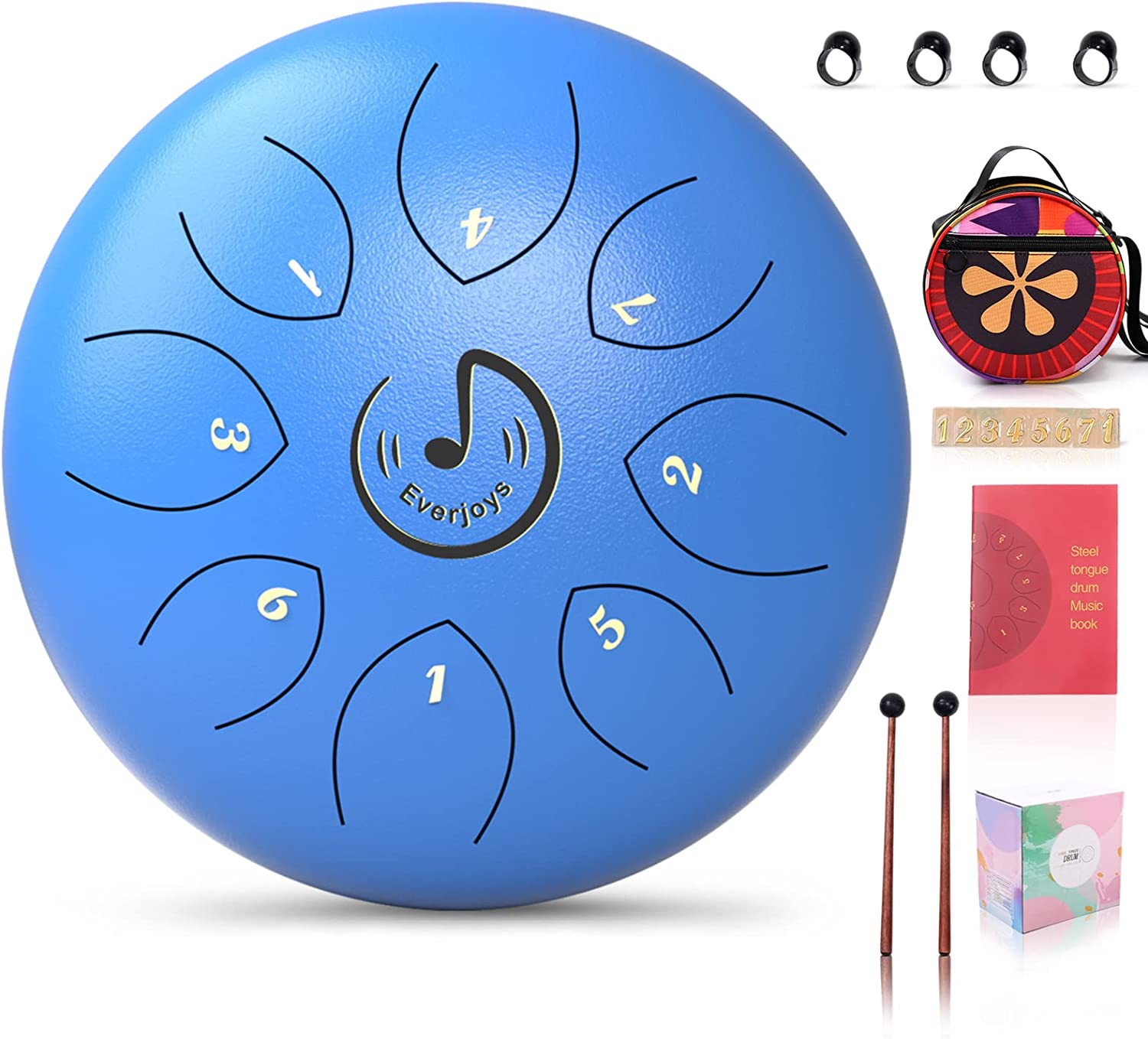 Steel Tongue Drum 8 Notes 6 Inches C-Key(Blue)