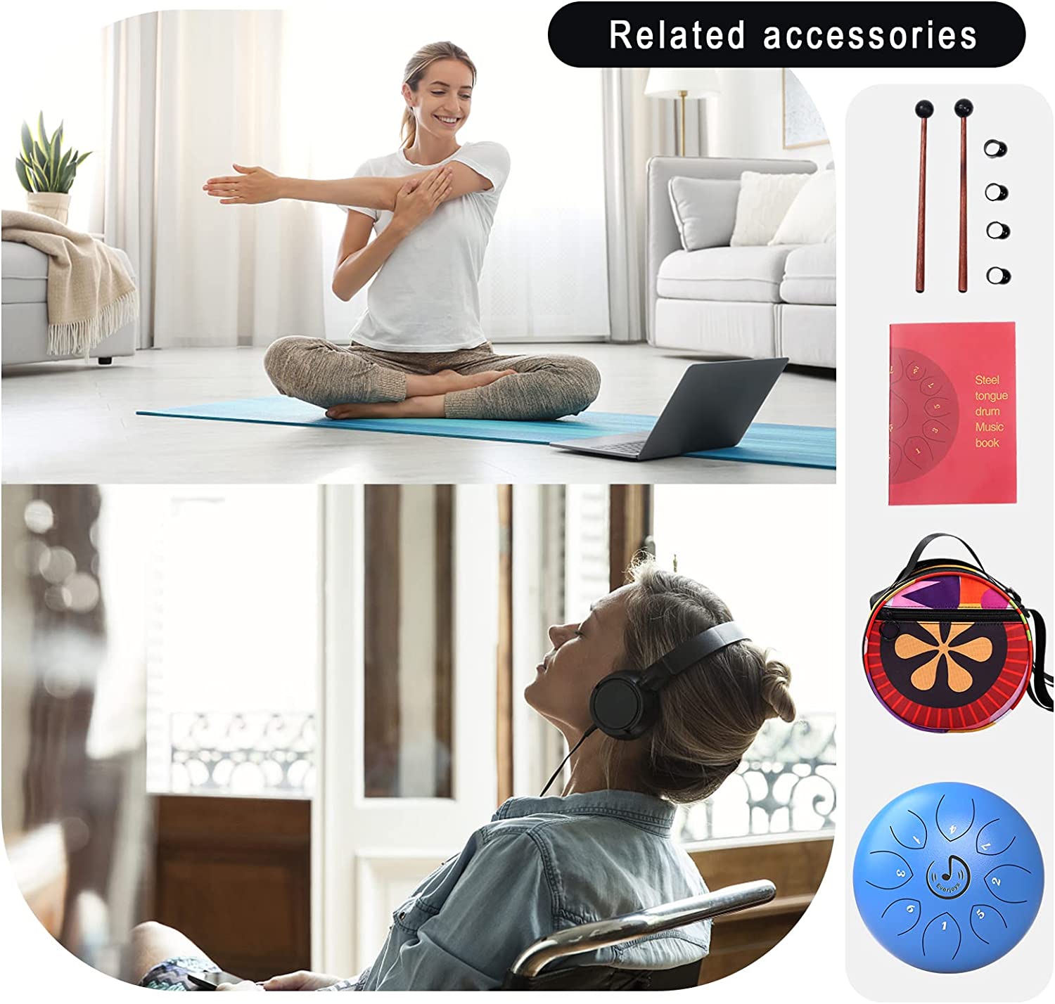 Steel Tongue Drum 8 Notes 6 Inches C-Key(Blue)